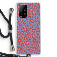 Leopard blue: Oppo A95 5G Transparant Hoesje met koord