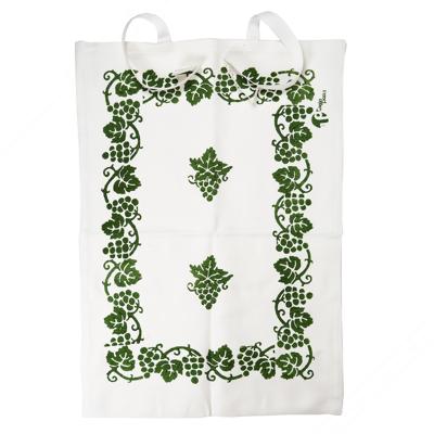 Koffer voor gebak van katoenen linnen met groen Romagna patronen - Maximale afmetingen 75x50 cm