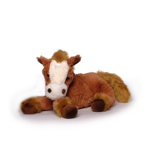 Pluche paard knuffel - liggend - bruin - polyester - 30 cm