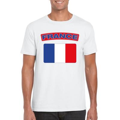 Frankrijk supporters t-shirt - met vlag print - wit - voor heren - landen - kleding