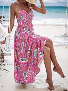 Loose Vacation Ethnic Dress With No