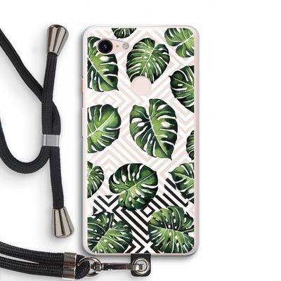Geometrische jungle: Pixel 3 XL Transparant Hoesje met koord