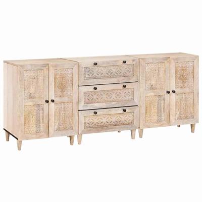 Dressoir 3 pcs Wit 60 x 33 x 75 cm massief mangohout