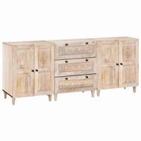 Dressoir 3 pcs Wit 60 x 33 x 75 cm massief mangohout