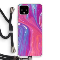 Paarse stroom: Pixel 4 Transparant Hoesje met koord