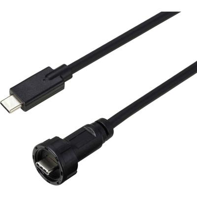TRU COMPONENTS TC-E10T-MT3.1-MWA/NWA-0.5PV-S TC-13543588 USB-C 3.1-stekker naar stekker IP67 (schroefdraad) kabel 0,5 m Waterdichte kunststof kabel 1 stuk(s)