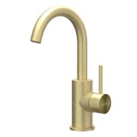 IVY Concord Wastafelkraan - Hoge Draaibare Uitloop - Geborsteld RVS 316 Mat Goud PVD