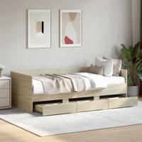Slaapbank met lades zonder matras 75x190 cm sonoma eikenkleurig