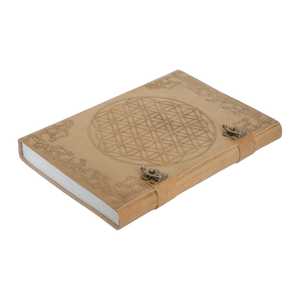 Spiritueel Notitieboek Leer - Flower of Life (A4-formaat) - Handgemaakt
