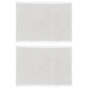 Secret de Gourmet placemats Kenya - 6x - wit - 45 x 30 cm - katoen - met franjes - Placemats