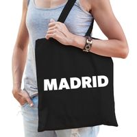 Katoenen Spanje/wereldstad tasje Madrid zwart - thumbnail
