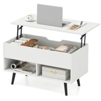 Salontafel met Verhoogd Blad Moderne Woonkamertafel Koffietafel in Hoogte Verstelbaar 80 x 40 x 46 cm Zwart/Wit/Grijs