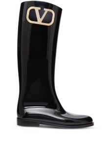 Valentino Garavani bottes vernies à détail VLOGO Signature - Noir