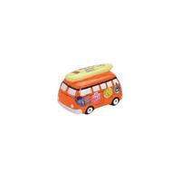 Spaarpot vakantie bus - oranje - 16 x 11 x 11 cm - keramiek - spaarvarken autobus