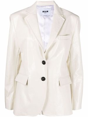 MSGM blazer en cuir à effet craquelé - Blanc