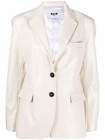 MSGM blazer en cuir à effet craquelé - Blanc