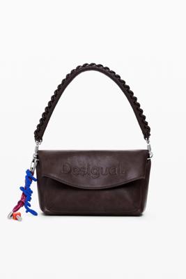 Medium faux suede bag with 3D logo - BROWN - U