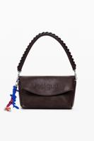 Medium faux suede bag with 3D logo - BROWN - U