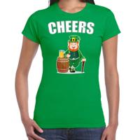 St. Patricks day thema t-shirt - groen - voor dames - Cheers - Ierse feest kleding