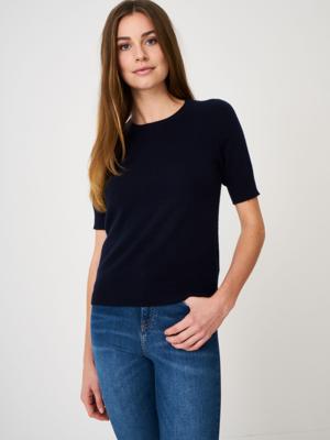 Basic korte mouw organisch cashmere trui