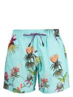 ETRO short de bain fleuri à lien de resserrage - Bleu