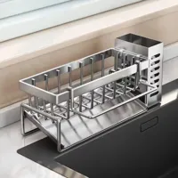 RVS Sponshouder - Vrijstaand Opbergrek voor Keuken | Enkel Niveau | Duurzaam & Roestbestendig RVS Sponshouder - Vrijstaand Opbergrek voor Keuken | Enkel Niveau | Duurzaam & Roestbestendig