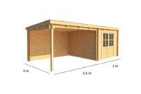 Blokhut met overkapping Els 650 cm bij 300 cm diep Lessenaarsdak - Warentuin collection