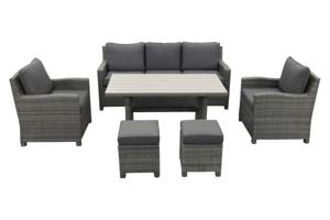 Delta lounge diningset - 6 delig- Organic grey