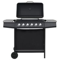 VidaXL Gasbarbecue met 6 kookzones staal zwart - thumbnail