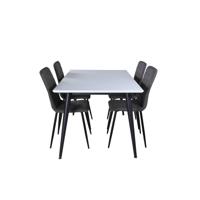 Jimmy150 eethoek eetkamertafel uitschuifbare tafel lengte cm 150 / 240 wit en 4 Windu Lyx eetkamerstal grijs. - thumbnail