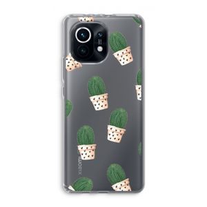 Cactusprint roze: Xiaomi Mi 11 Transparant Hoesje