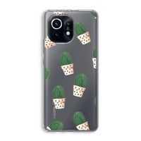 Cactusprint roze: Xiaomi Mi 11 Transparant Hoesje