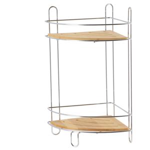 Tendance Badkamer organizer - zilver - metaal/hout - 2 lagen - 37 x 20 x 20 cm - douche rek