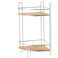 Tendance Badkamer organizer - zilver - metaal/hout - 2 lagen - 37 x 20 x 20 cm - douche rek