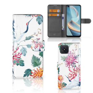 OPPO Reno4 Z Telefoonhoesje met Pasjes Bird Flowers