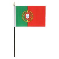 Portugal - mini vlaggetje van 10 x 15 cm op stokje - Landen vlag - H27 cm