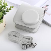 Retro stijl full body camera PU lederen case tas met riem voor FUJIFILM Instax Mini 9/Mini 8 PLUS/Mini 8 (wit)