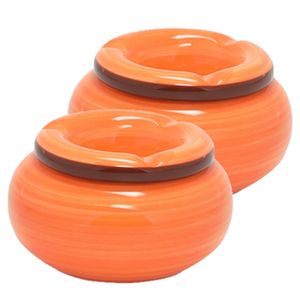 Set van 3x stuks dolomite keramiek storm asbakken oranje 13,5 x 7 cm