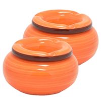 Set van 3x stuks dolomite keramiek storm asbakken oranje 13,5 x 7 cm