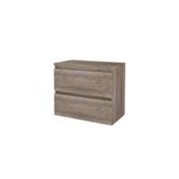 Basic-Line Start 46 Badkamermeubelset - 80 x 46 cm - Greeploos - 2 Lades - Wastafelblad - Scotch Oak