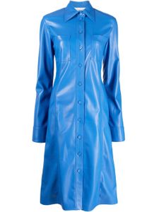 Stella McCartney robe en cuir artificiel à manches longues - Bleu