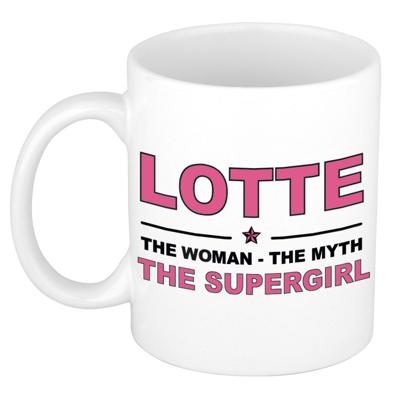 Lotte cadeau mok - Woman Myth Supergirl - naam koffiemok - 300 ml - collega - moederdag Lotte cadeau mok - Woman Myth Supergirl - naam koffiemok - 300 ml - collega - moederdag