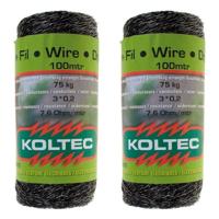 Zwart schrikdraad/afrasteringsdraad - 2x 100 meter - kunststof - 2 mm - 12 PE