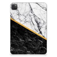 iPad Pro 11 (2024) Tablet Back Cover Marmer Wit Zwart - Origineel Cadeau Man