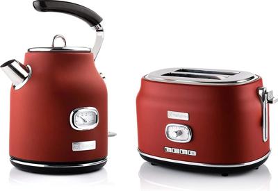 Westinghouse Retro waterkoker + broodrooster 2 sleuven - rood