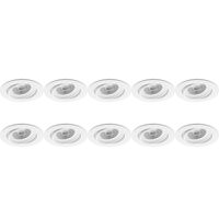 Spot Armatuur 10 Pack - Pragmi Delton Pro - GU10 Inbouwspot - Rond - Wit - Aluminium - Kantelbaar - Ø82mm
