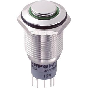 TRU COMPONENTS 701795 LAS2GQH-22E/G/12V/S/P Vandalismebestendige druktoets 250 V/AC 3 A 2x aan/(aan) Moment Groen IP65 1 stuk(s)