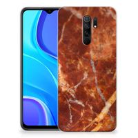 Xiaomi Redmi 9 TPU Siliconen Hoesje Marmer Bruin - thumbnail