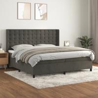 Boxspring met matras fluweel donkergrijs 200x200 cm