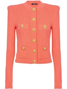 Balmain cardigan boutonné à col rond - Rose